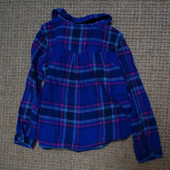 Girls Size 5T Old Navy Indigo/Pink/Green/White/Black Plaid Button-up Shirt - Picture 3 of 3